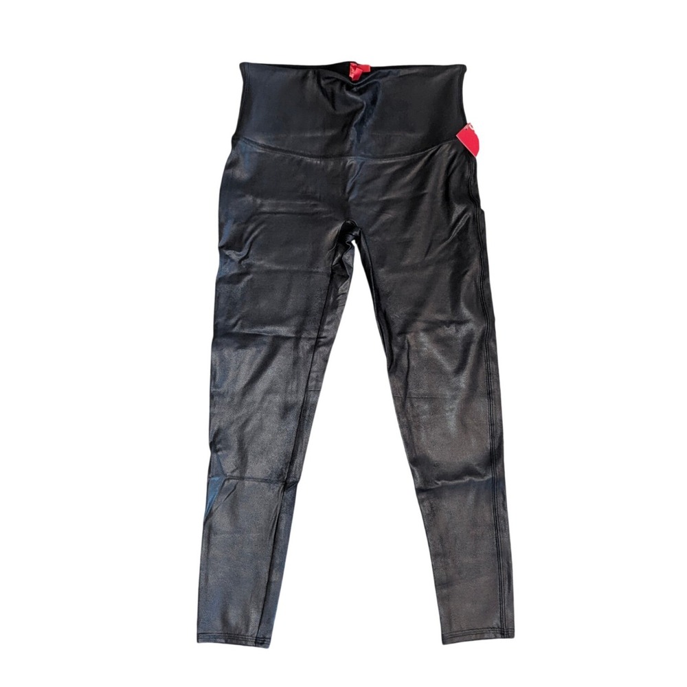 Spanx Black Faux Leather Leggings XL High Waisted NWT‎ Minimalist Office Siren